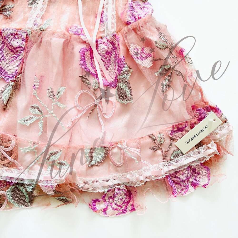 FOR LOVE & LEMONS Emmeline Embroidery Ruffle Mini Dress NWT - Picture 6 of 14